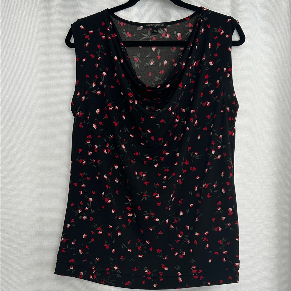 Banana Republic Black and Red Floral Blouse